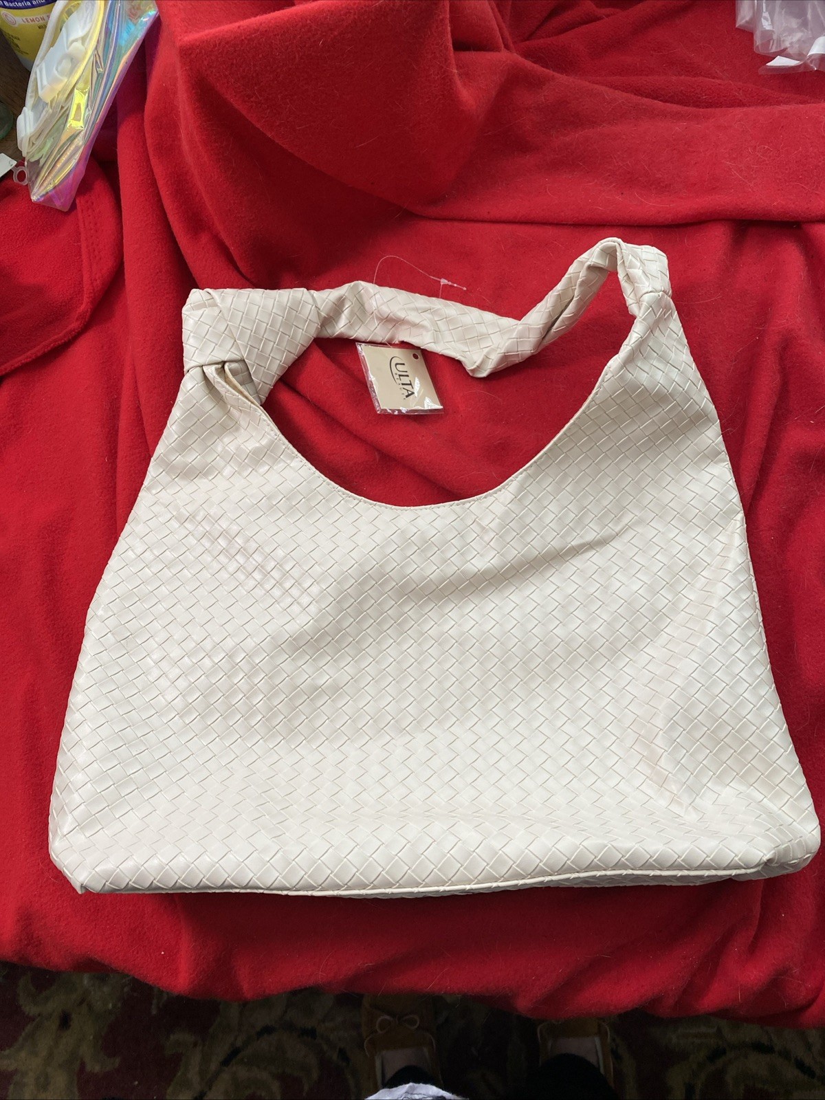 Ulta Beauty Handbag cream Woven Hobo Bag Knot Handle Purse NWT boho preppy