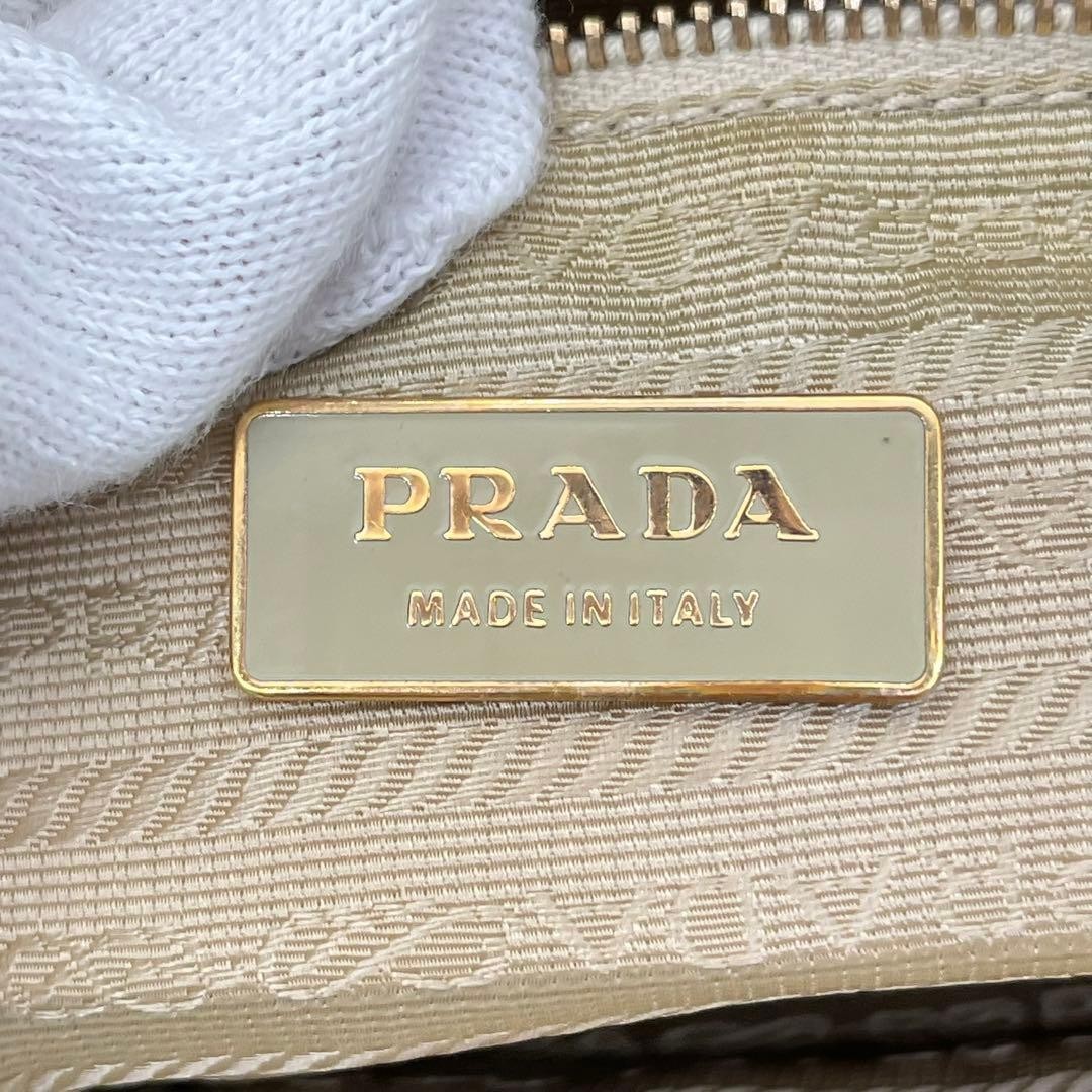 PRADA One Shoulder Handbag Shoulder Bag Triangle Logo Leather Nylon From Japan