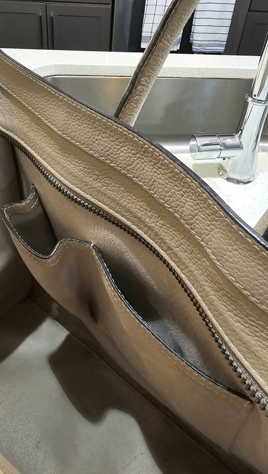 Authentic CELINE Mini Drummed Calfskin Luggage Tote In Dune