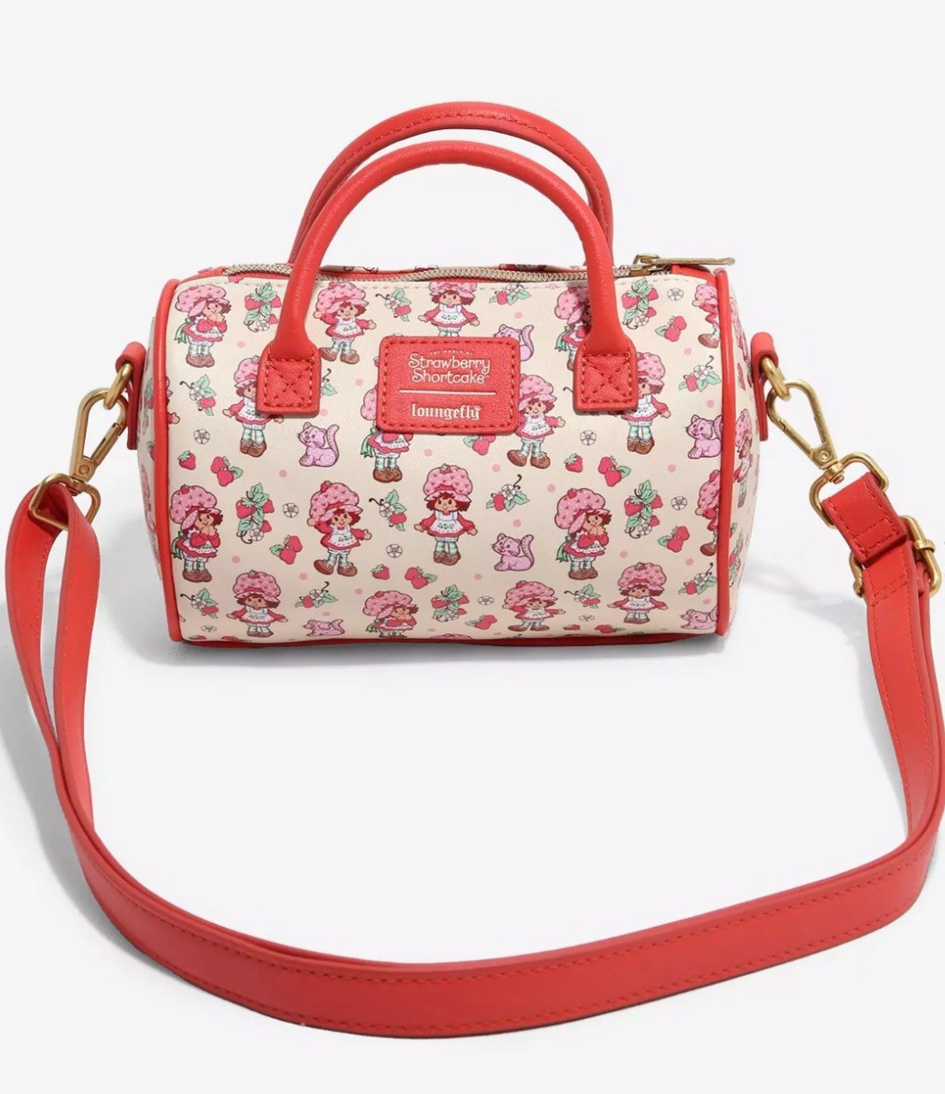 Loungefly Strawberry Shortcake Satchel Bag Character Print Red Detachable Strap