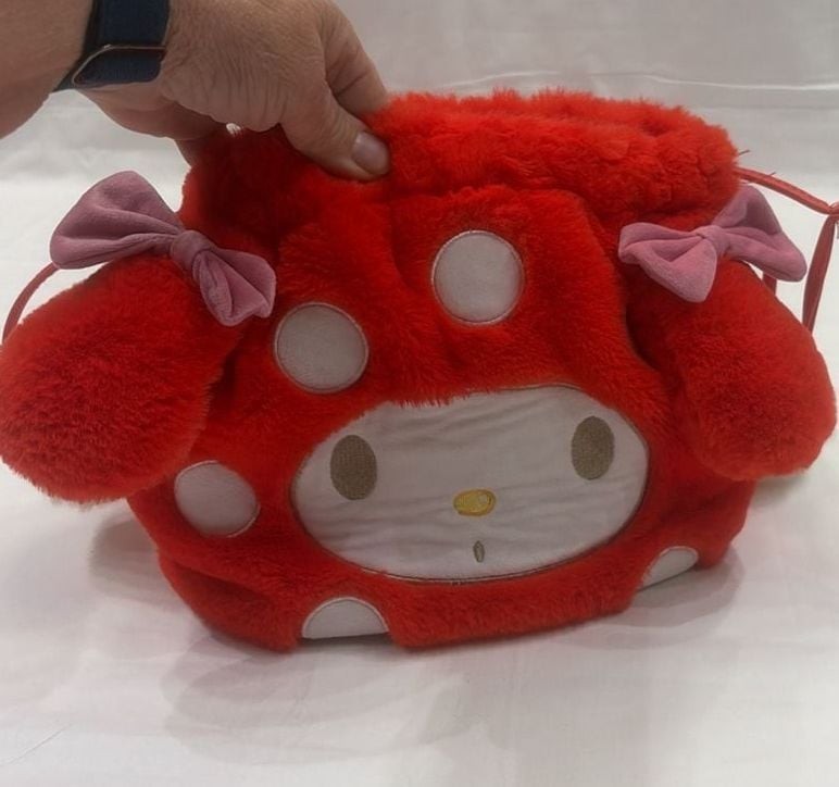 Sanrio My Melody Mushroom Fuzzy Bucket Crossbody Bag