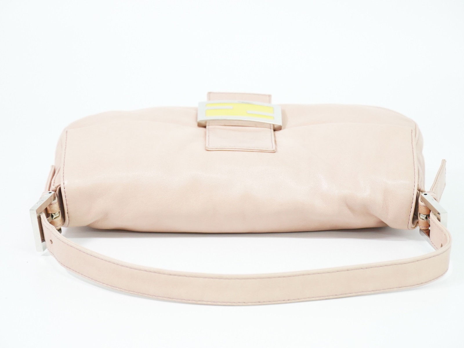 FENDI Mamma Baguette Leather One Shoulder Bag Pink Silver