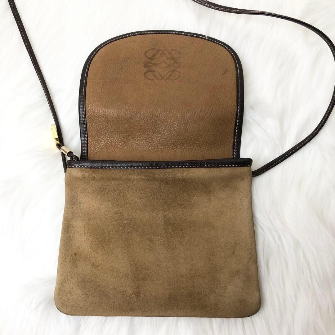 LOEWE Anagram Suede Crossbody Shoulder Bag Brown Unisex From japn