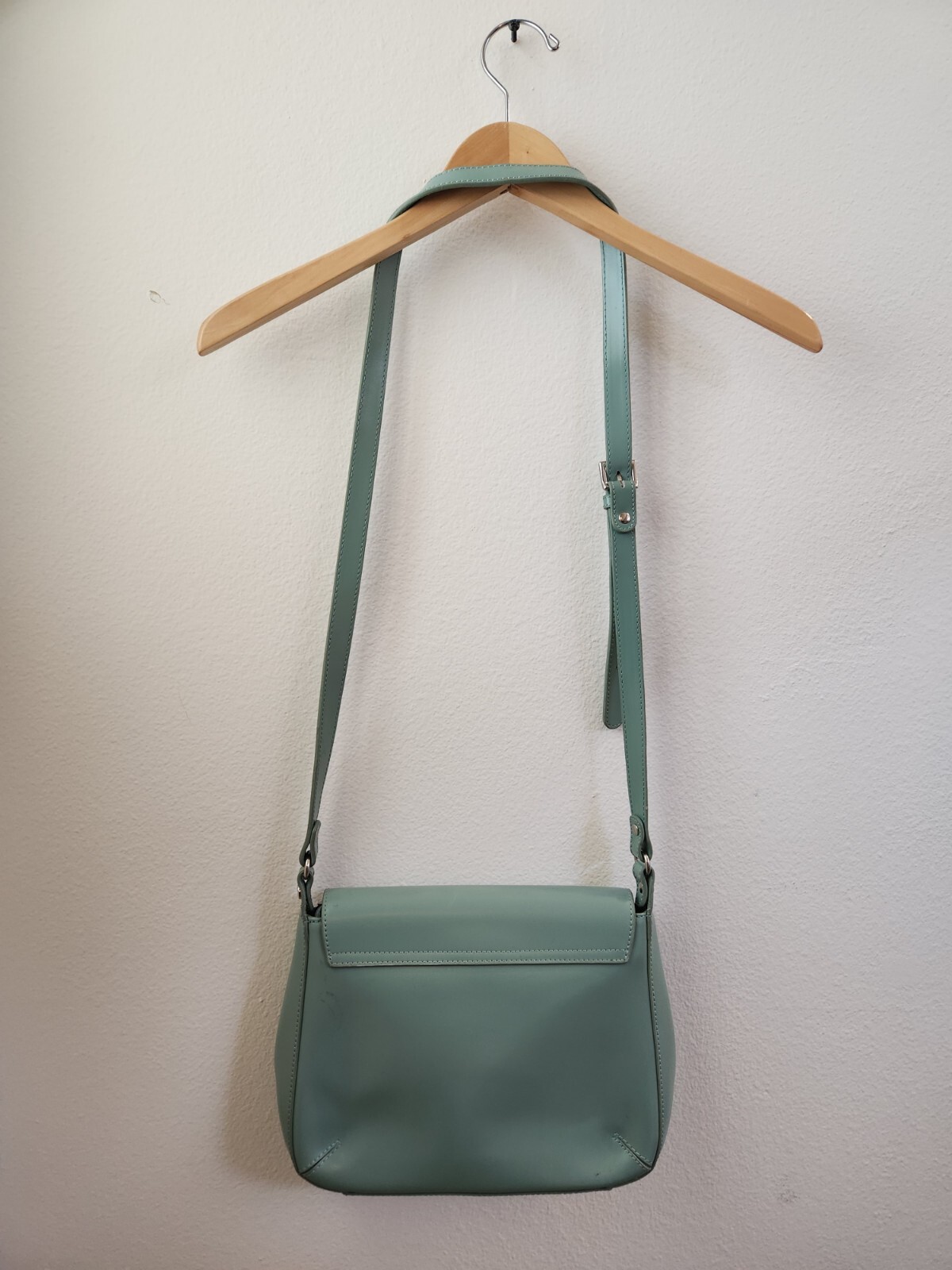 Vintage Lamarthe Paris Portofino Split Leather Crossbody Bag Purse Sage Teal
