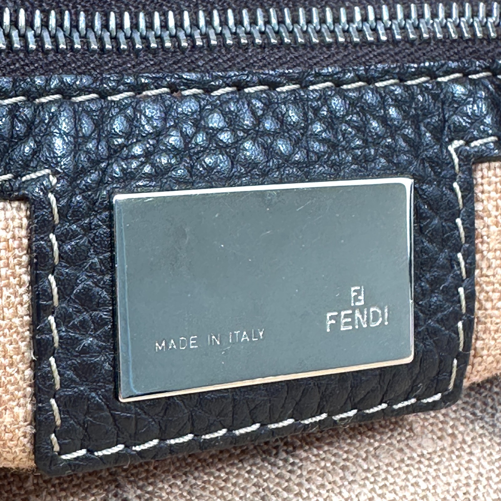Fendi Hand Bag Zucca Canvas Selleria Leather Authentic 400T0373