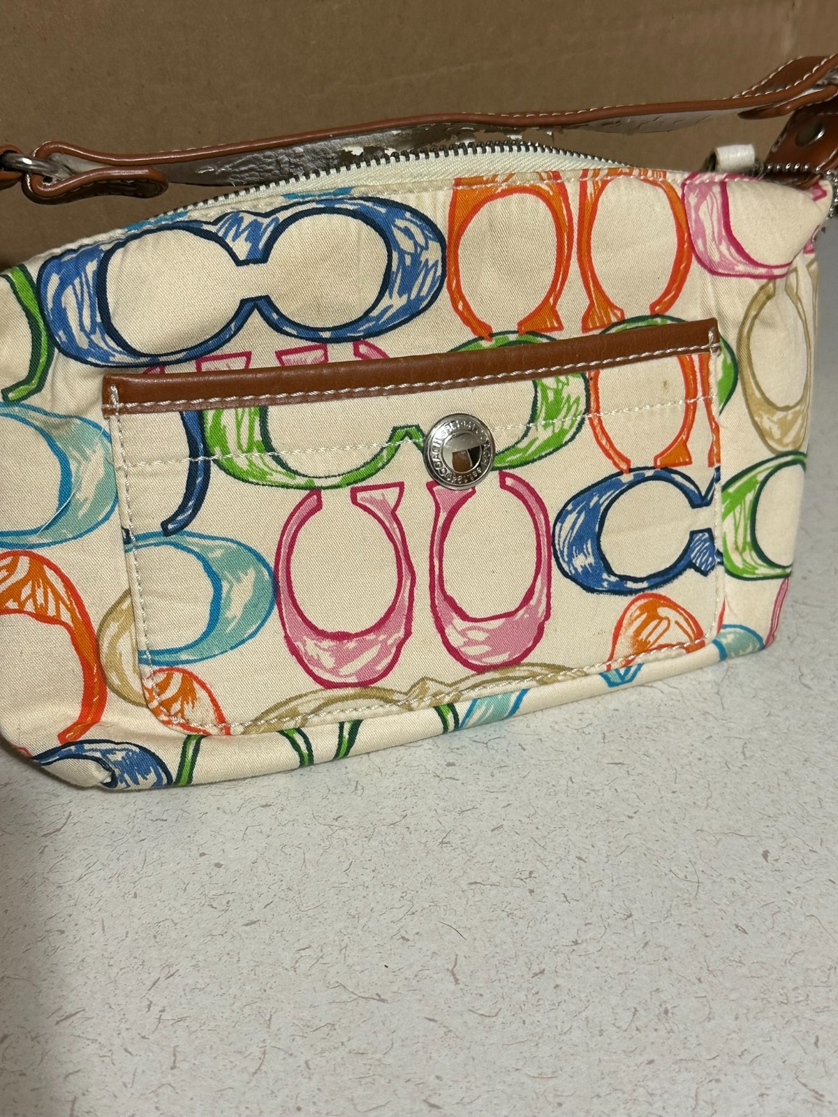 Coach Multicolor Logo Small Top Handle Women’s Handbag with Brand Card