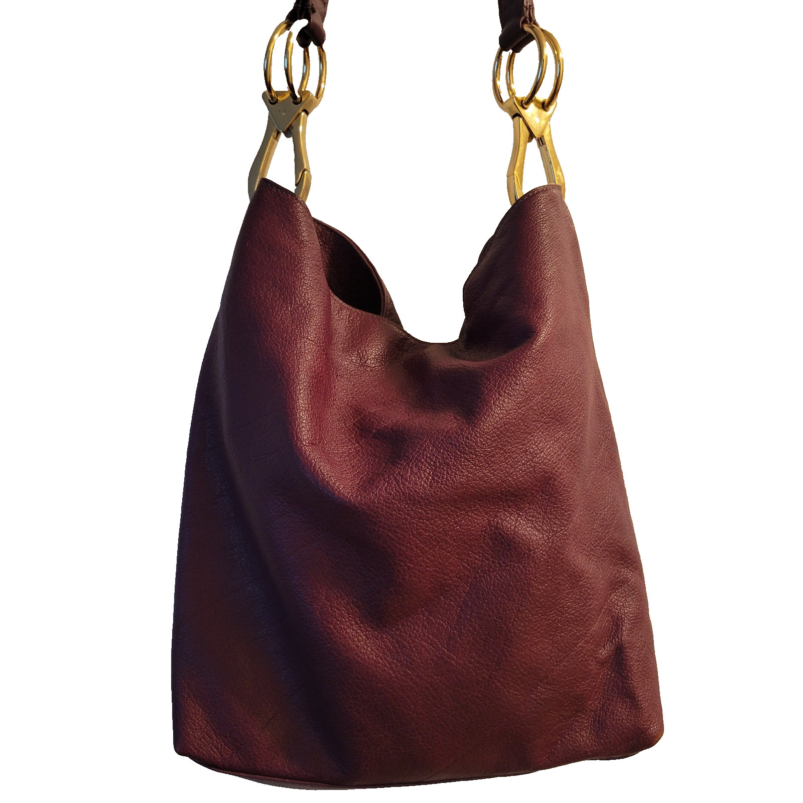 Y2K Leather JPK Paris 75 Hobo Bucket Shoulder Bag Tote Rich Burgundy Rare