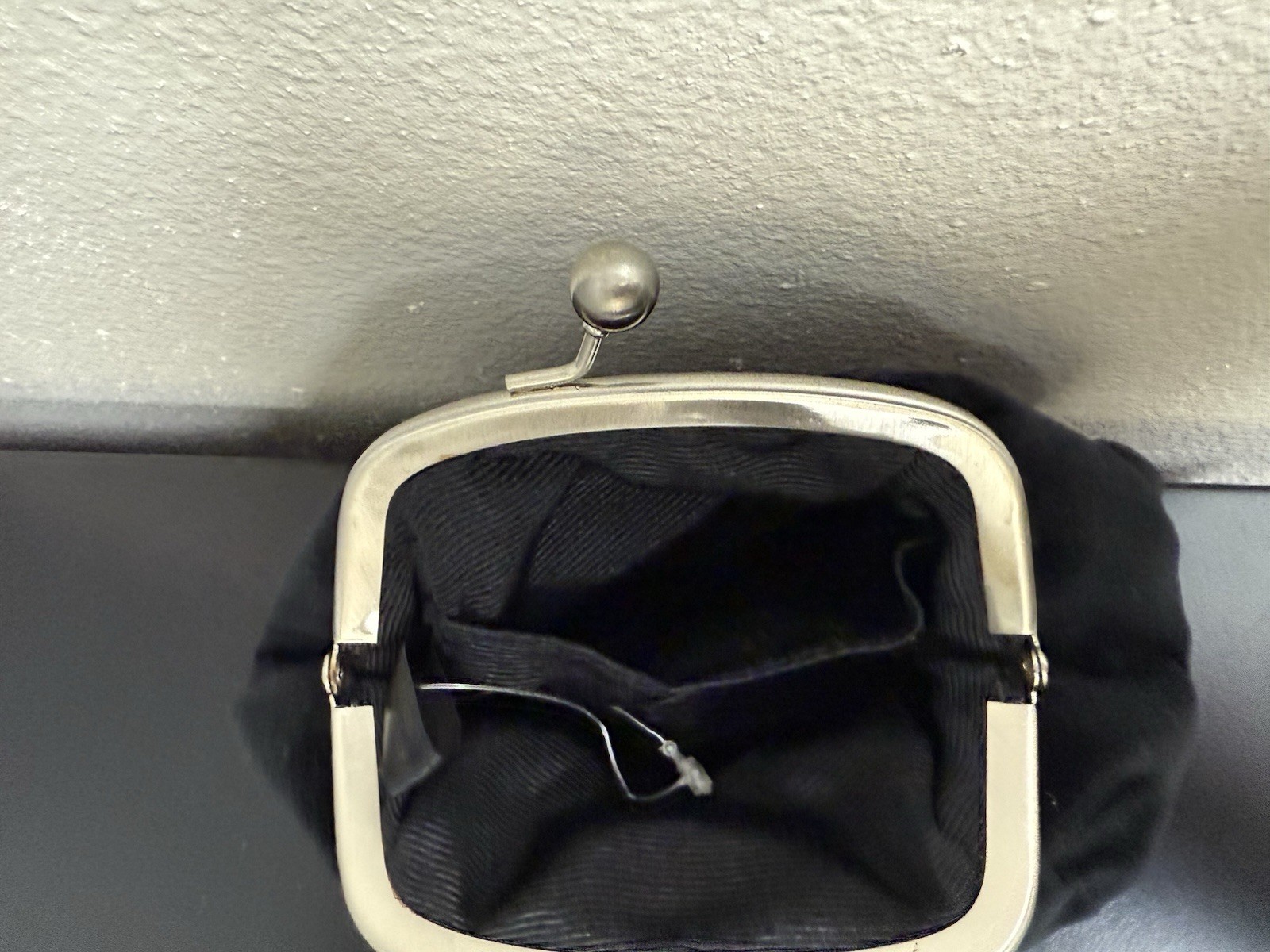 New Talbots Black Velour Small Purse Wallet Silver Toned Snaps
