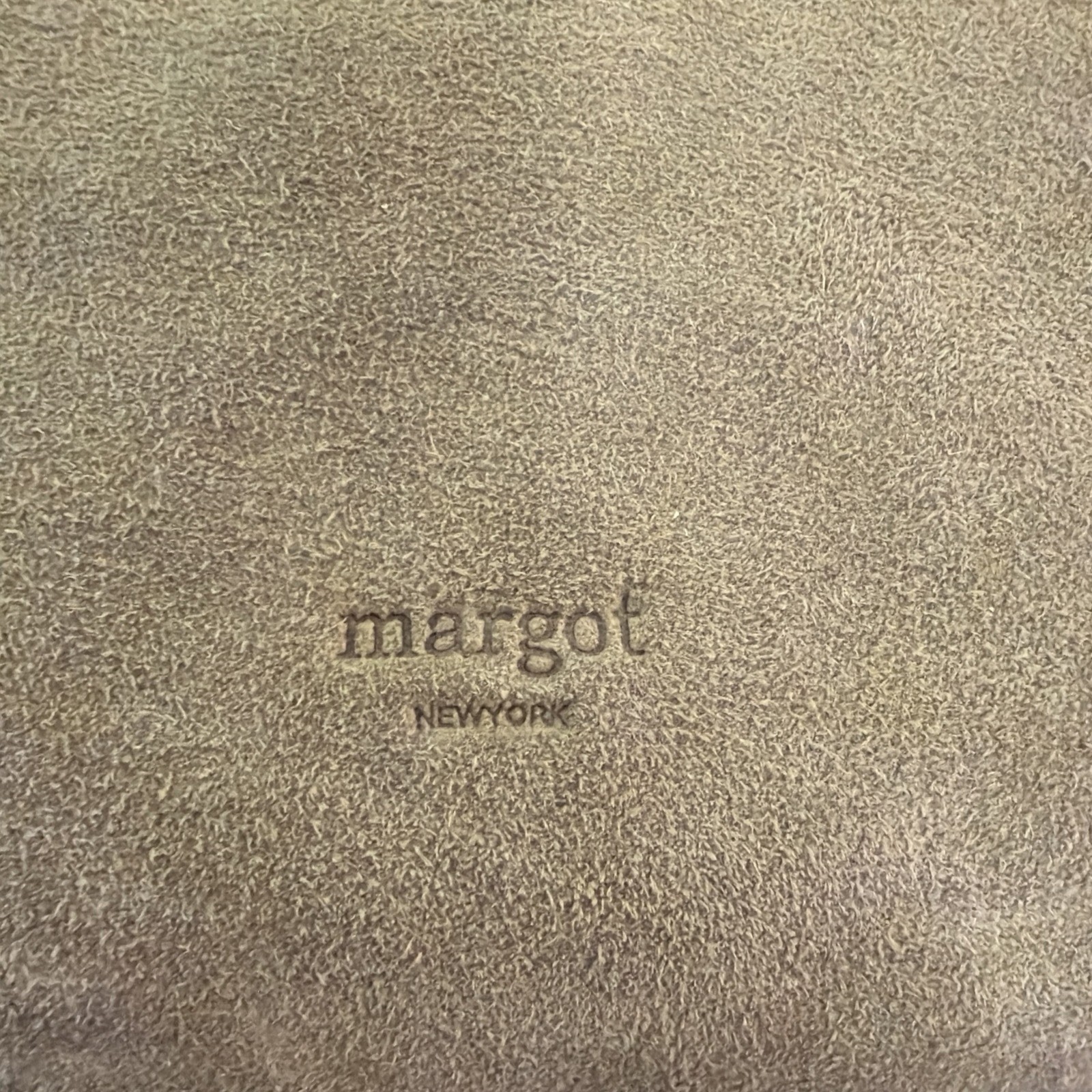 Margot New York Neutral Suede Genuine Leather Kaye Bucket Large Tote Lined.