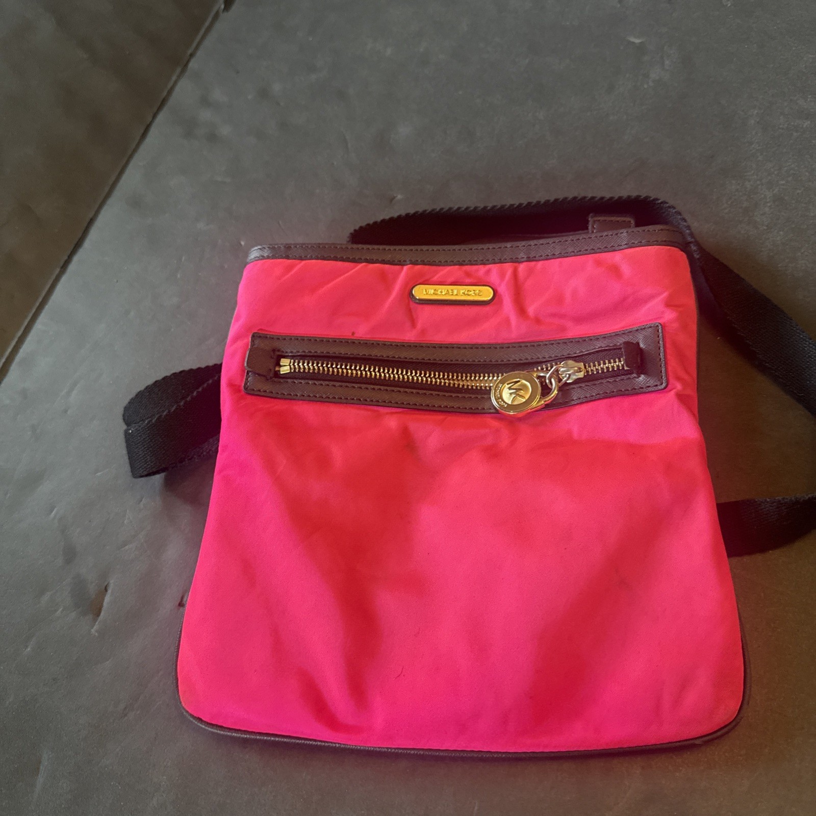 Michael Kors Leila Nylon Neon Pink Crossbody 10 X 10 Inch Hot Pink Adjustable