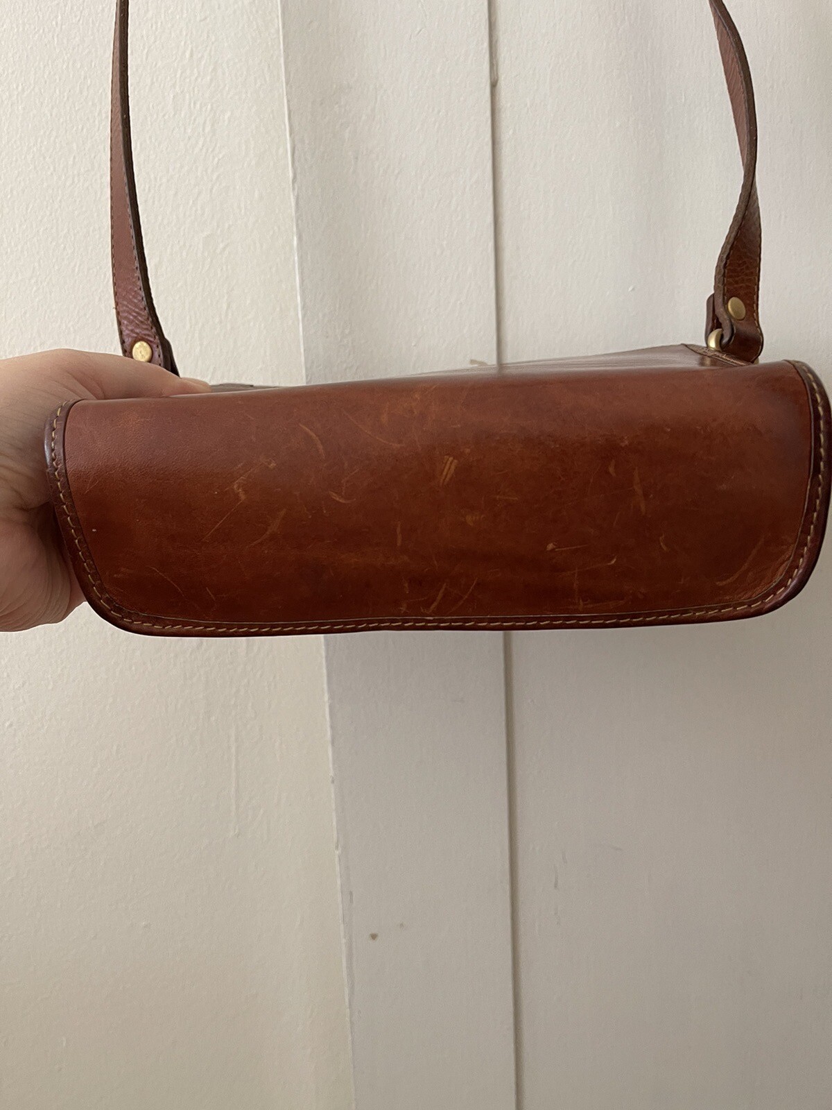Genuine Hartmann by Lombardo Brown Leather Woven Shoulder Bag Crossbody