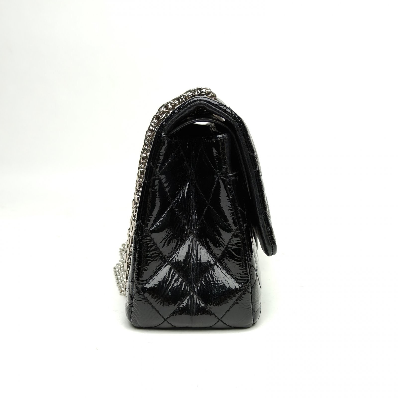 CHANEL 2.55 Flap Bag Large 28cm Black Calfskin Shoulder Bag