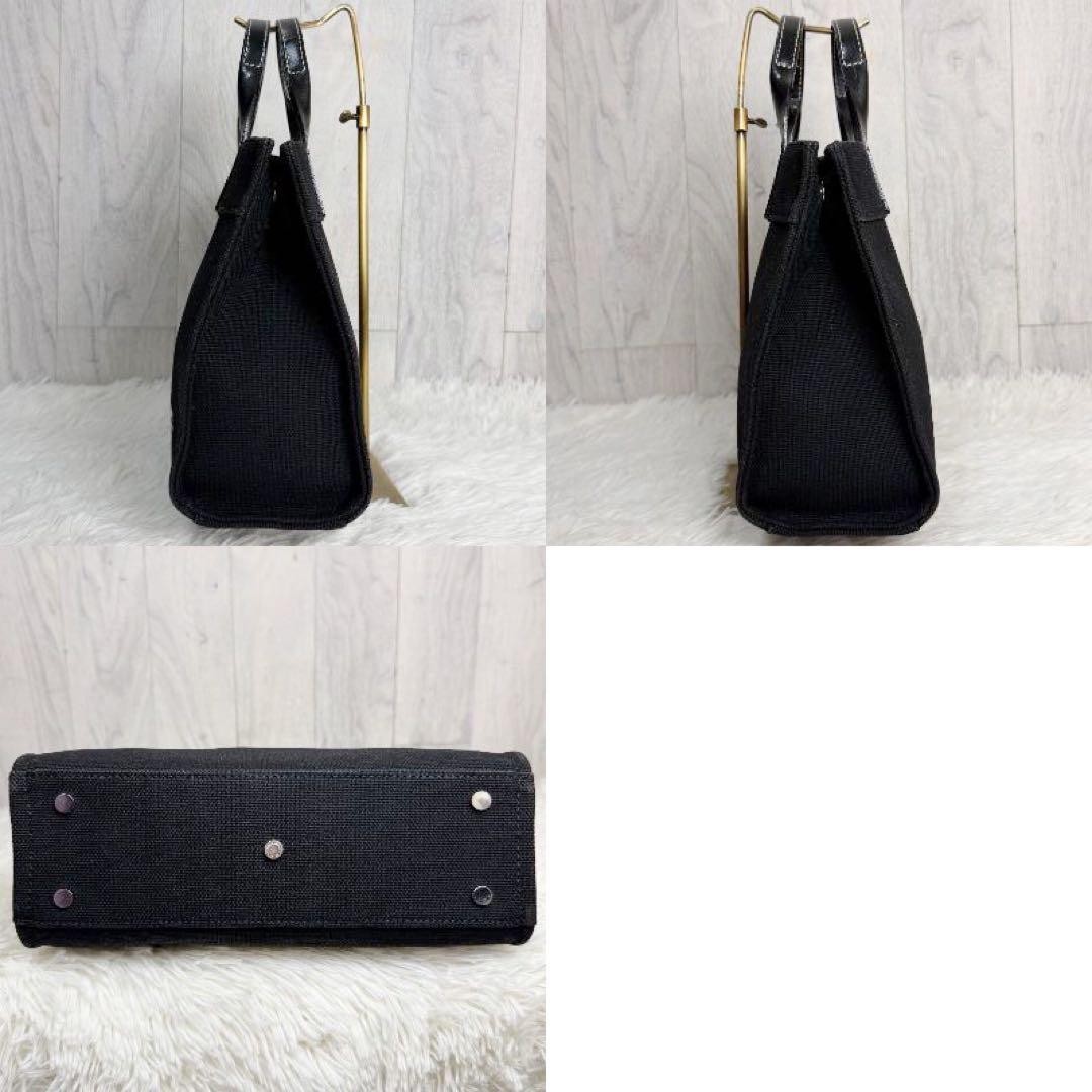 Burberry Horse Logo Canvas Tote Bag Black Leather Trim Authentic Women’s