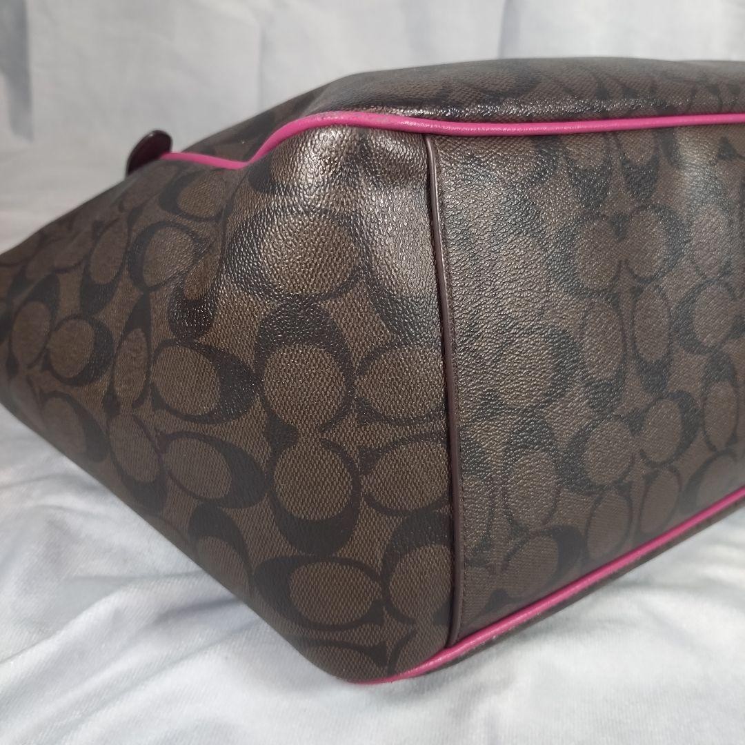 COACH Logo Print Handbag Brown Pink 30cm x 46cm x 17cm Stylish Bag