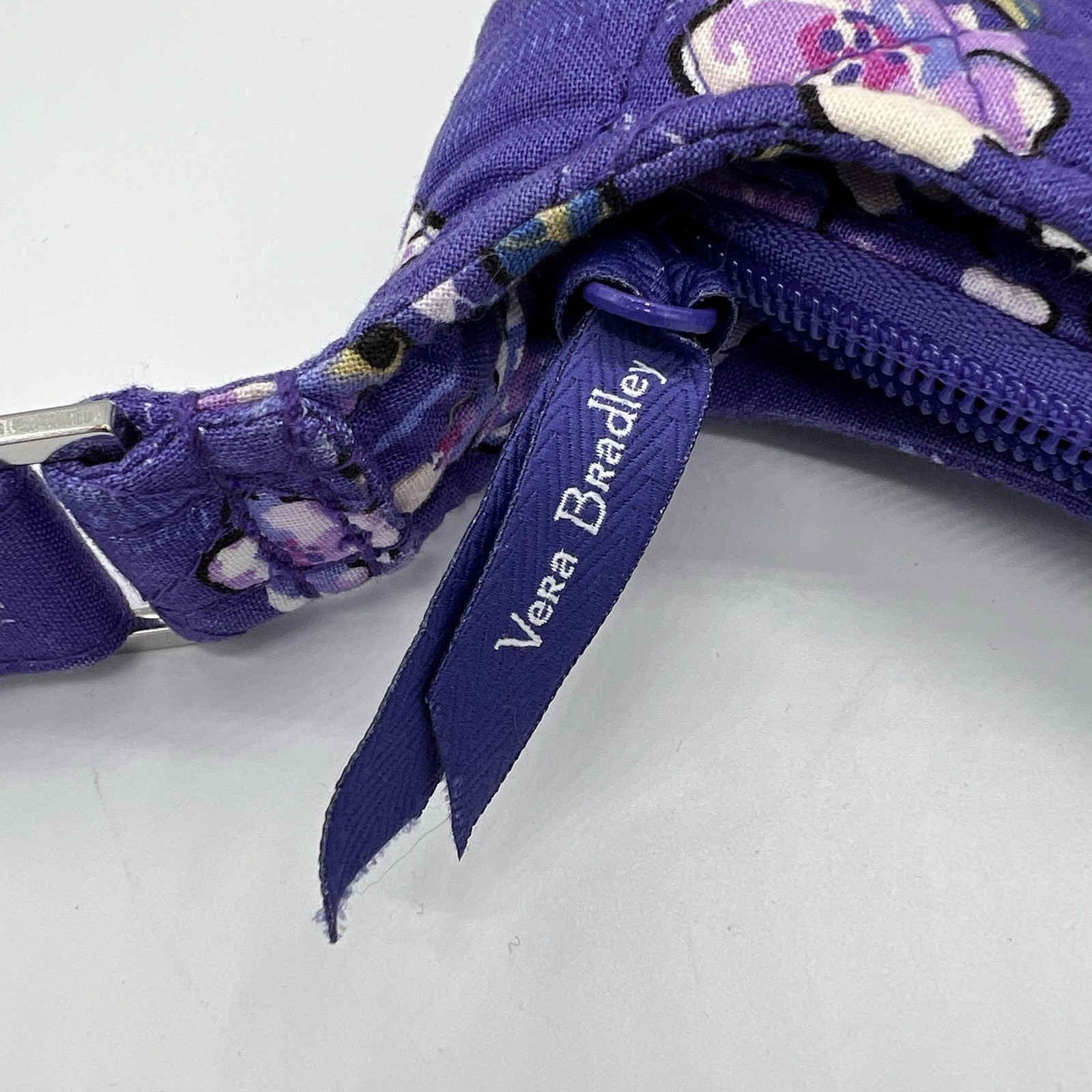 Vera Bradley Essential XL Crossbody – Purple – Wild Roses – 13x11x3” – Clean