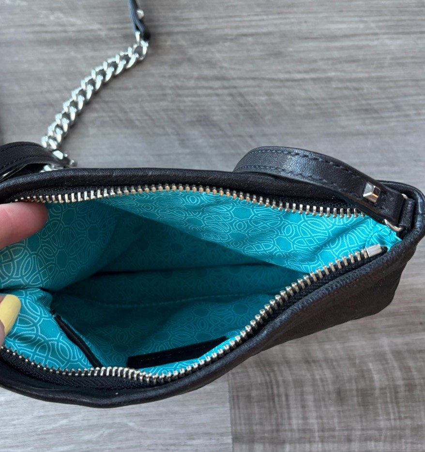 Stella & Dot Waverly Black Lambskin Leather Bag Chain 6.5×9