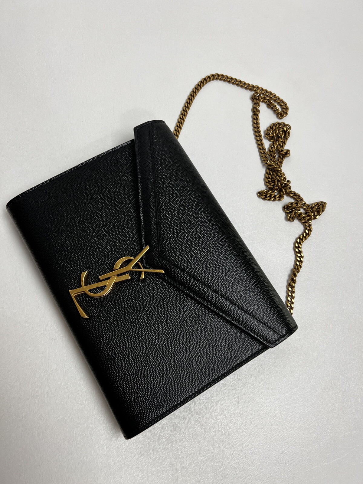Saint Laurent Cassandra Chain Wallet Shoulder Bag in Black #398
