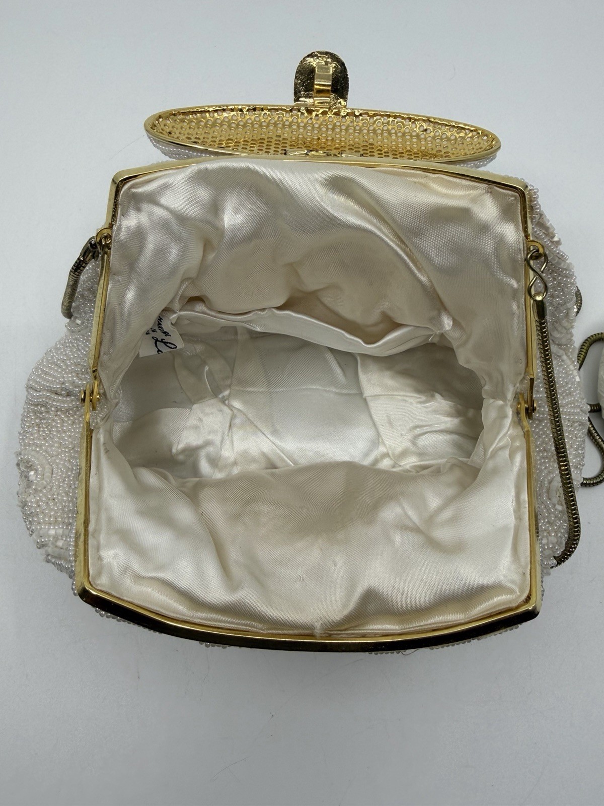 VINTAGE La Regale Handmade Ivory Beaded Evening Purse Shoulder Bag