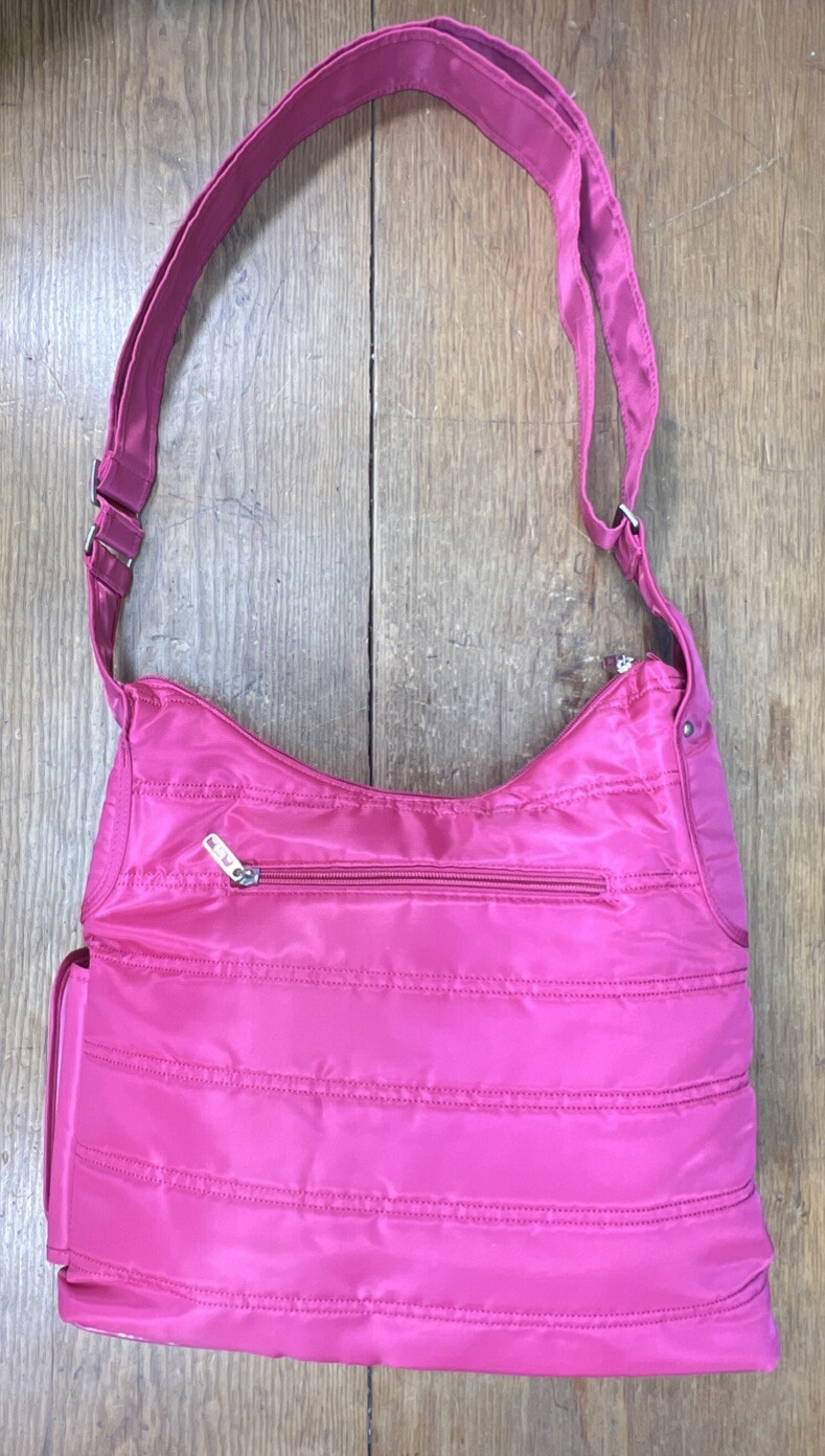 Lug Live Life In Color Hot Pink Shoulder Organizer Bag 11 X 13 X 3”