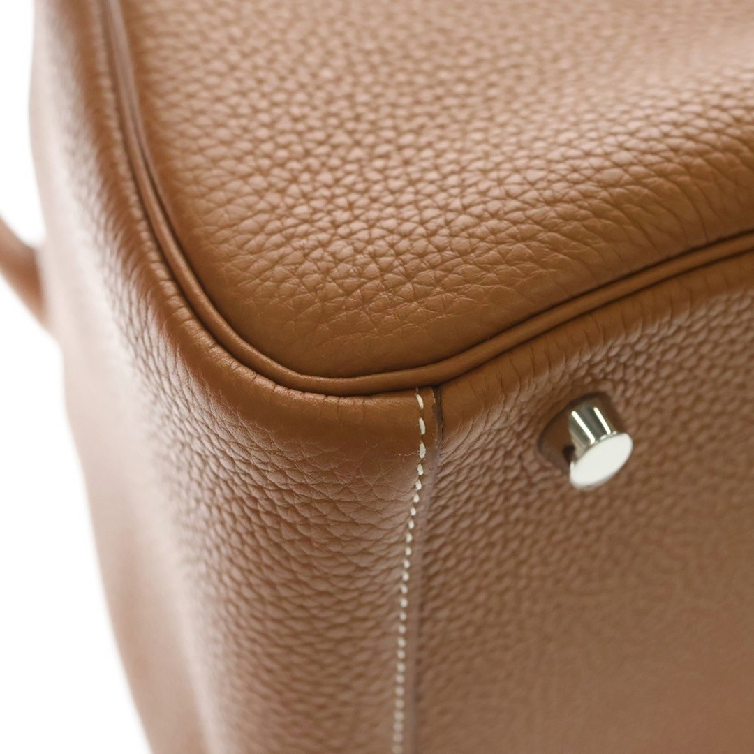 HERMES Lindy 30 Trillon Clemence Gold Shoulder Bag Silver Hardware Brown □R Used