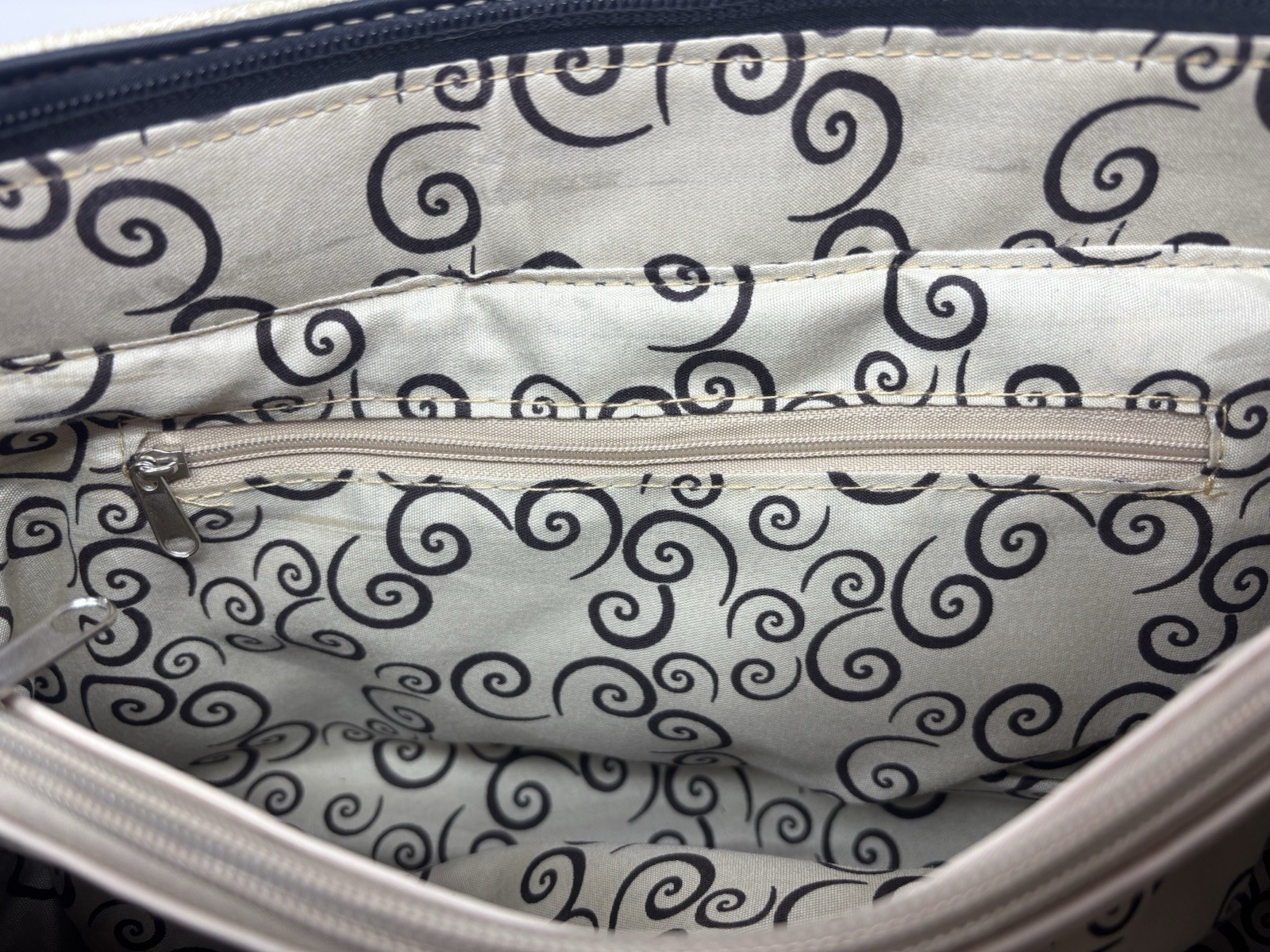 Western Rhinestone Studded Satchel Handbag Cream Black Cutout Faux Leather Purse