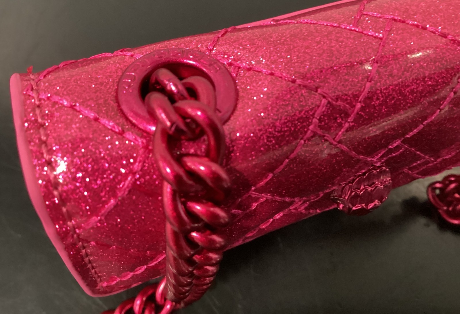 Kurt Geiger Set of 3 Brixton Pink Peach Leather Wallet MICRO Pink Glitter Fabric