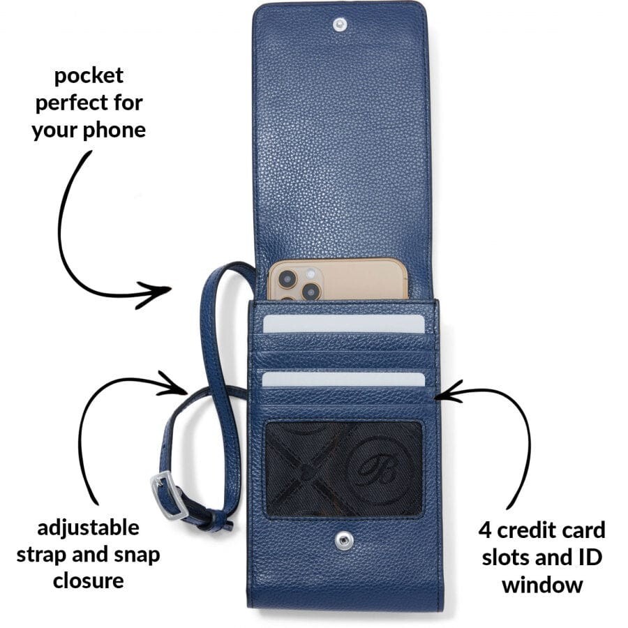 NWTag Brighton THE BOTANICAL Blue Floral Leather Phone Organizer MSRP $165