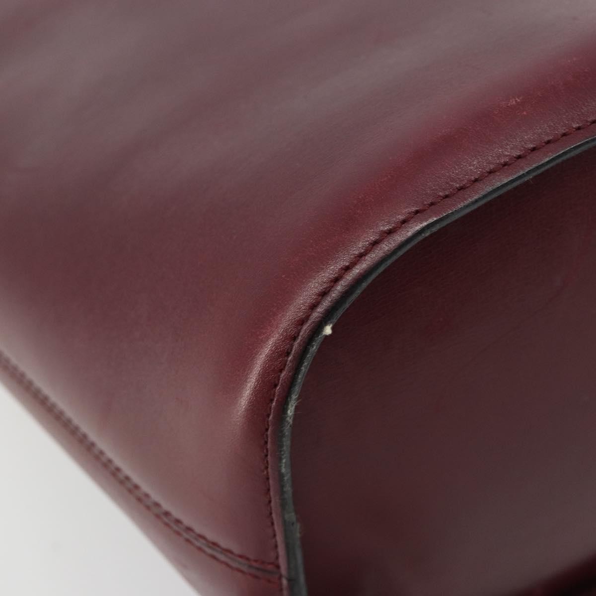 CELINE Circle Shoulder Bag Leather Bordeaux Gold Auth 181718