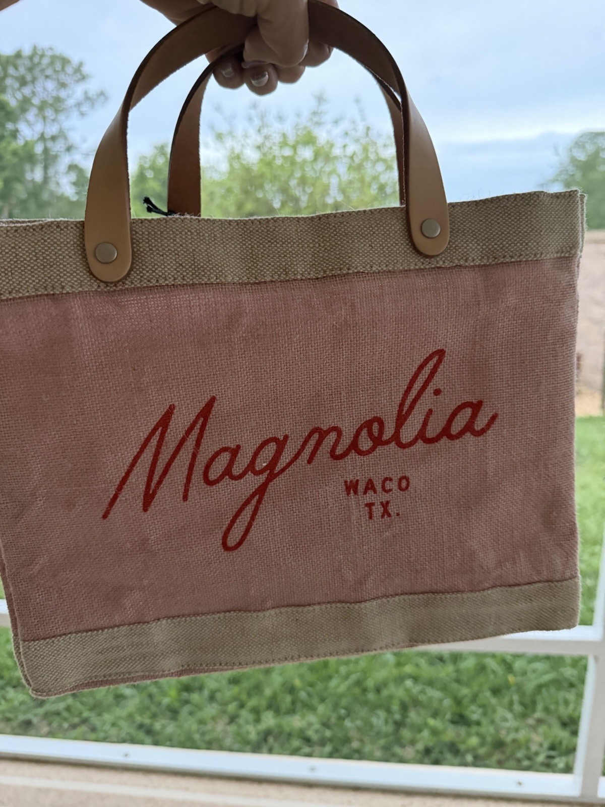 TOTE BAG Magnolia Market Script Apolis Pink Blush Joanna Gaines Waco NWT