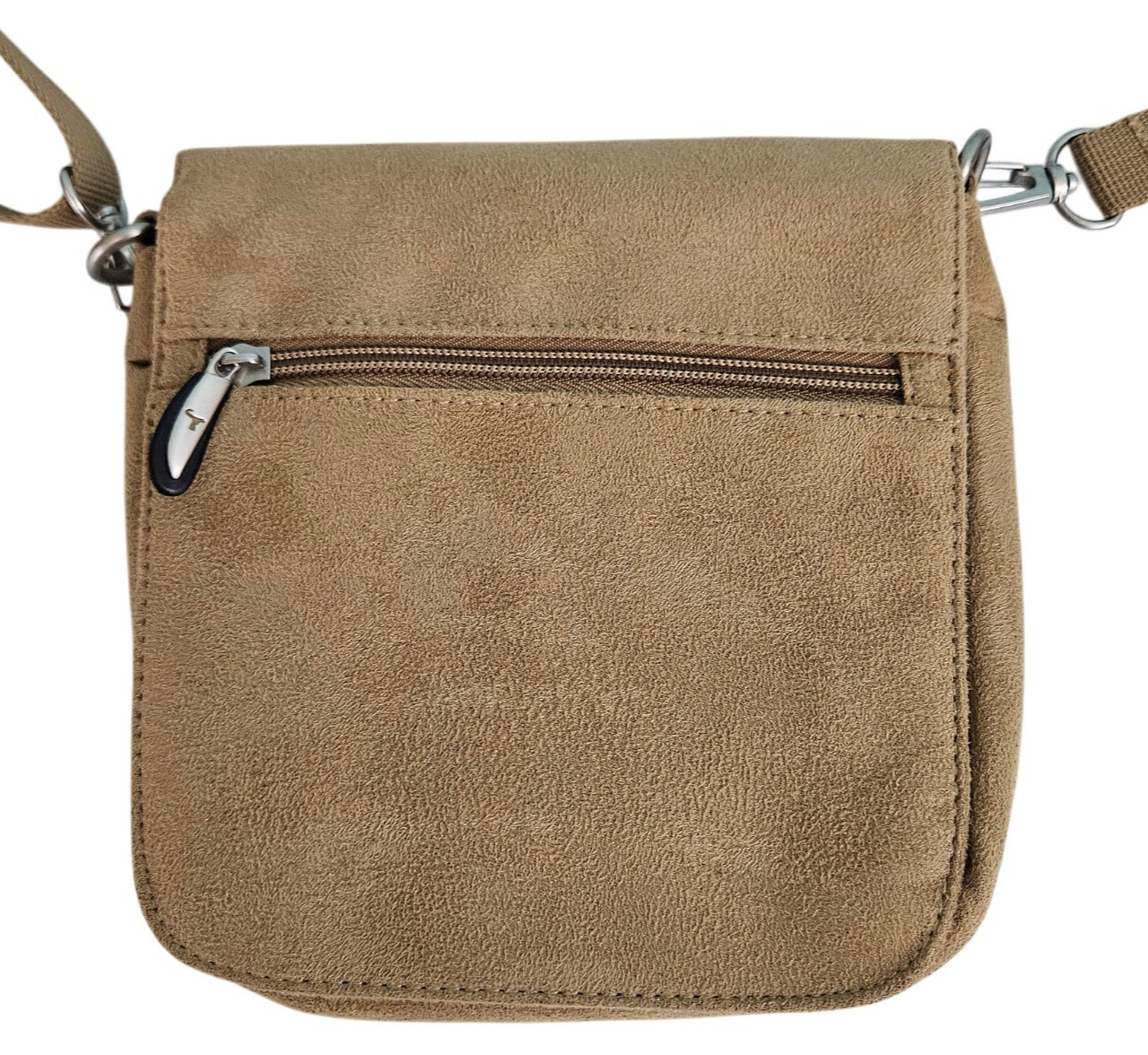Travelon Crossbody Bag Travel Organizer Microsuede Passport Wallet Mirror Tan