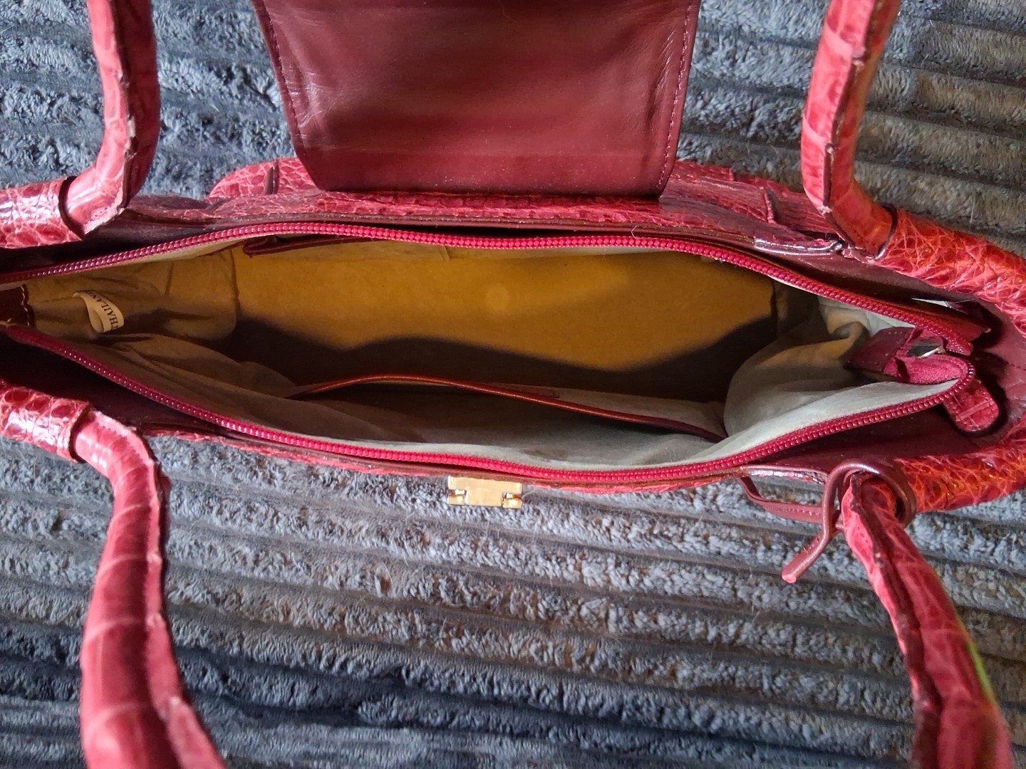 Nina Raye by Croton Real Exotic Red Crocodile bag Medium handbag/silver hardware
