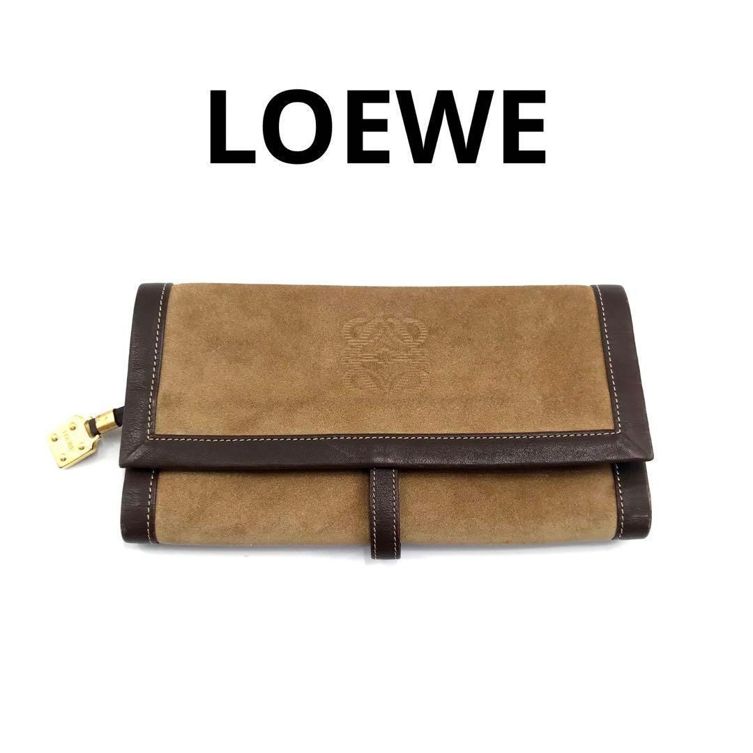 LOEWE Anagram Suede Clutch Women Pre-Owned Vintage Accessory Case