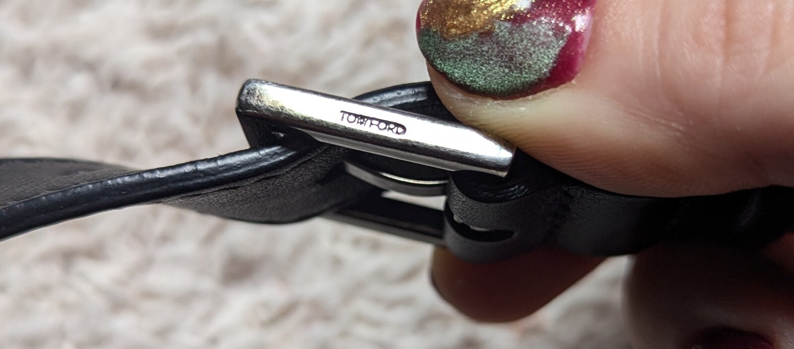 Tom Ford Black Tara Mini with Silver Calf Hair