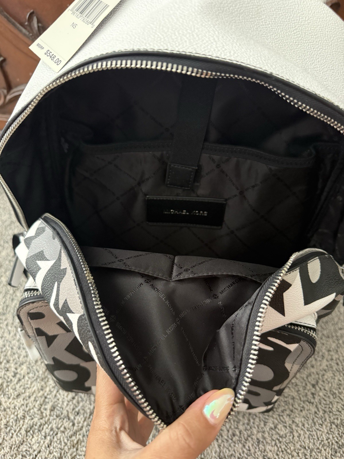 Michael Kors Cooper Logo Backpack Black Multi Zip Closure, Adjustable Strap