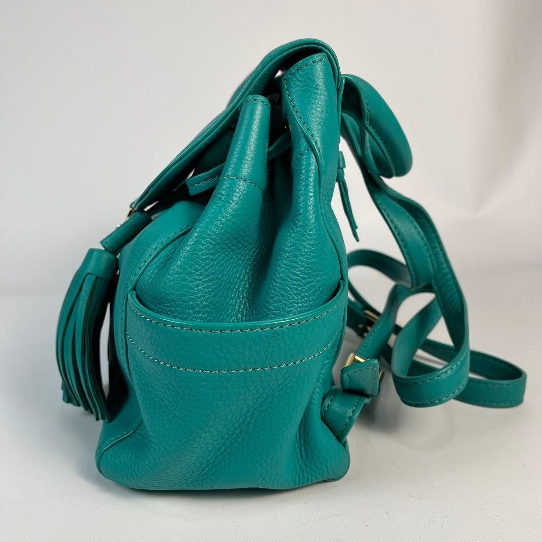 Excellent Condition Rare Color TORY BURCH Backpack Leather Turquoise Blue