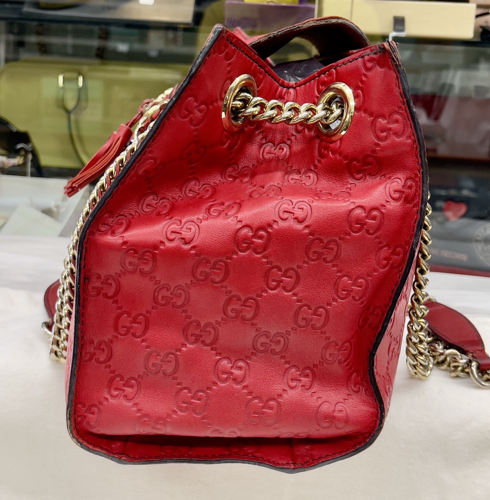 GUCCI Emily Chain Shoulder Bag Red Leather Bag 295403