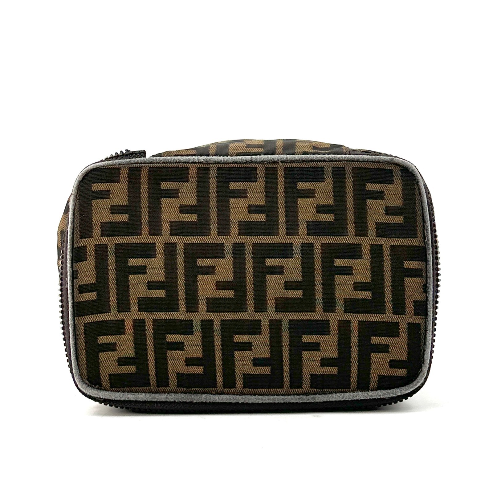 Fendi Zucca Vanity Bag Canvas Brown Authentic