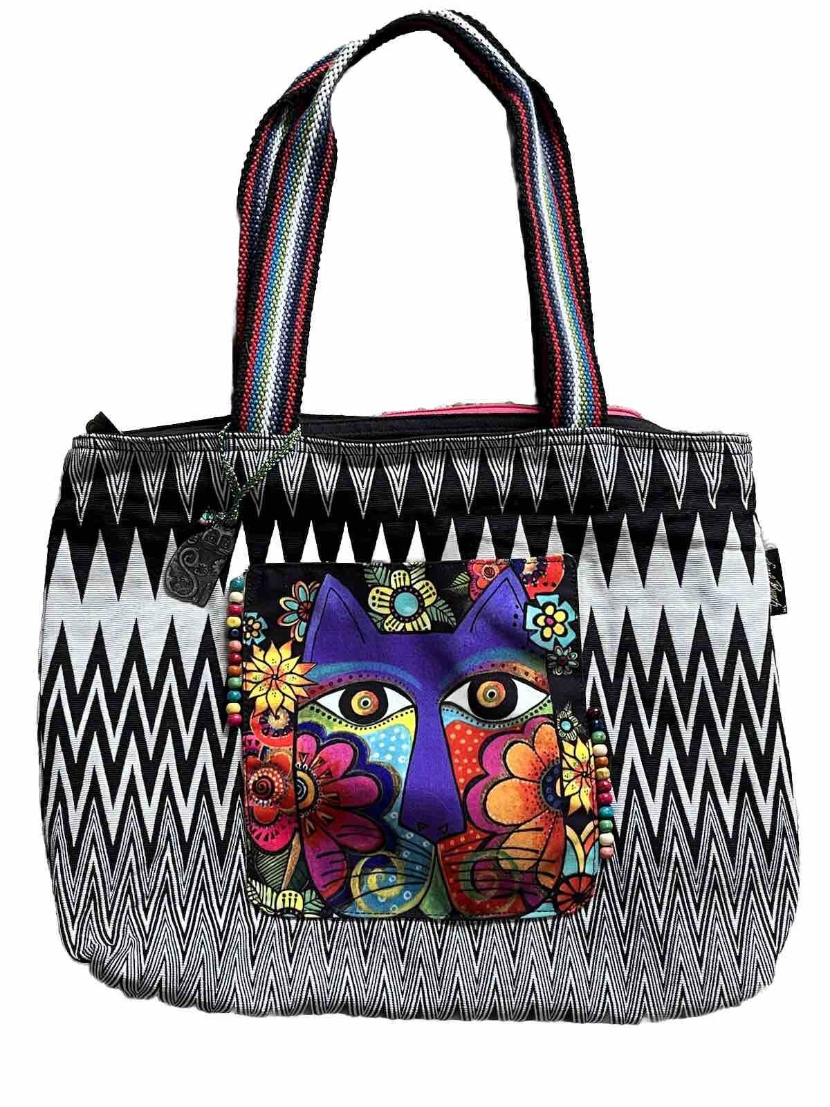 Laurel Burch Cat Purse Shoulder Bag Zippered Blossoming Feline