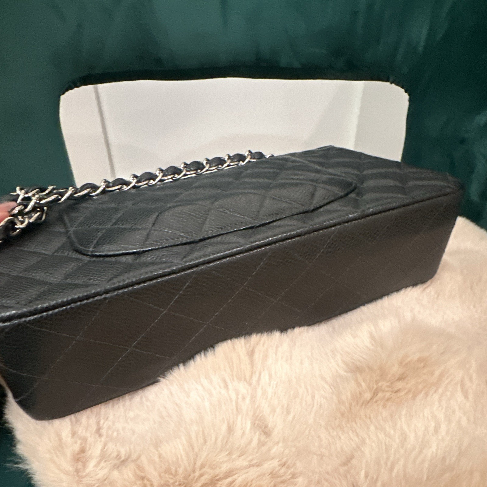 CHANEL Classic Black Quilted Flap Shoulder Bag CC Logo Turn Lock Chain Strap