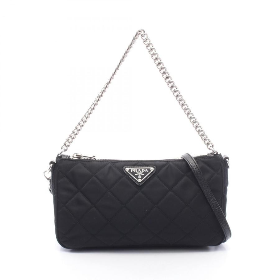 PRADA Bag: Quilted 2WAY Shoulder Bag 1BH026 Black W22.5H13D6cm w/strap;