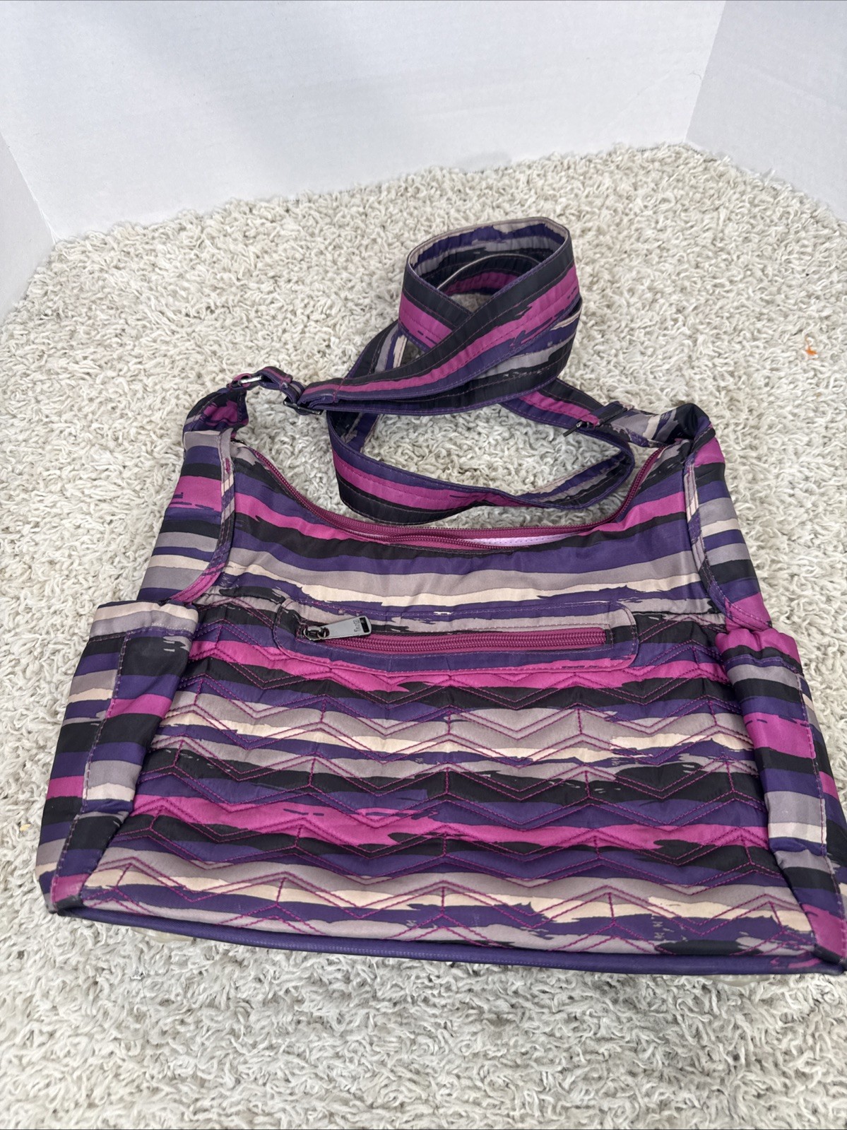 LUG Camper Purse Purple Camo Crossbody Handbag Shoulder Bag Adjustable Strap