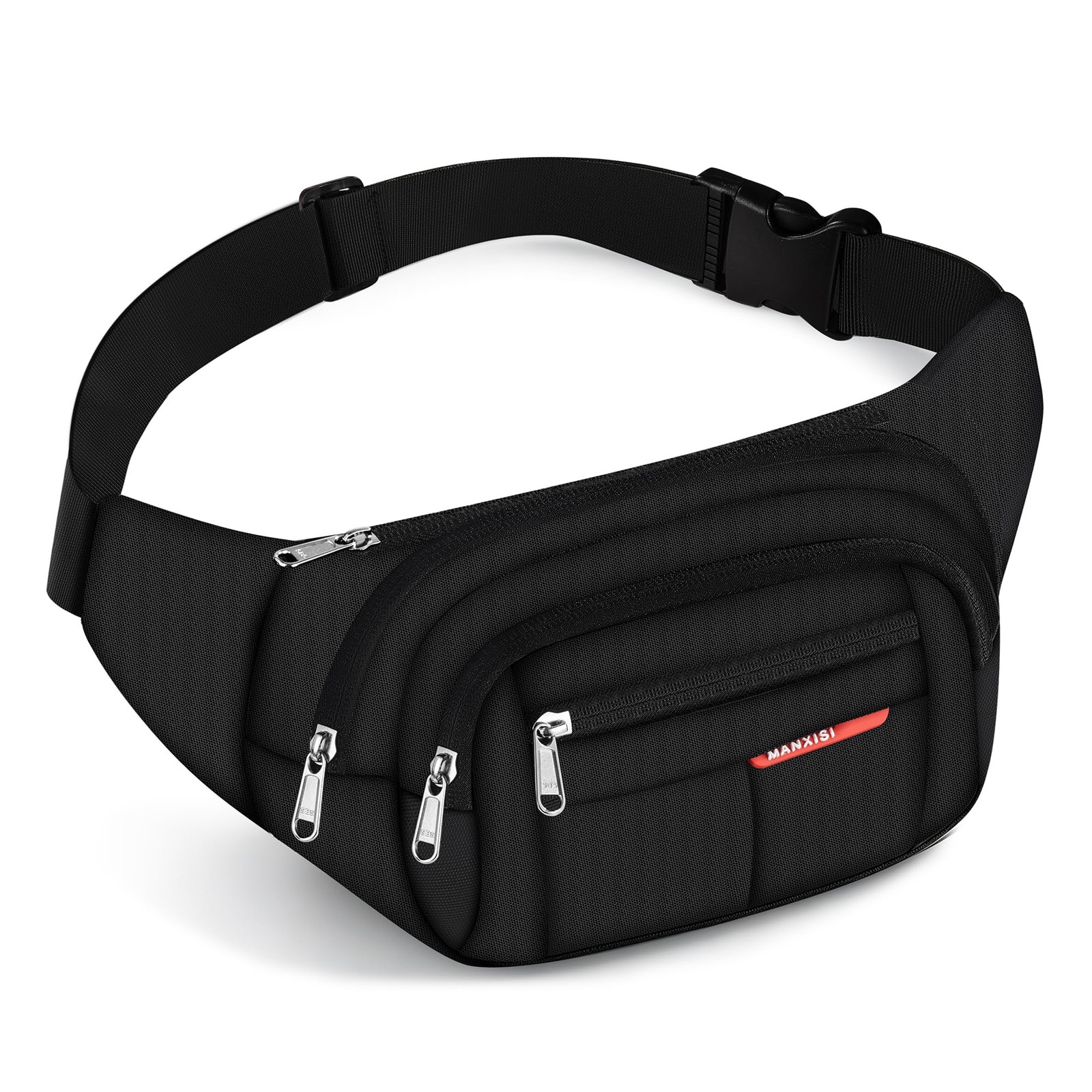 1000D Water-Resistant Fanny Pack 4 Zipper Crossbody Sling Bag for Hiking