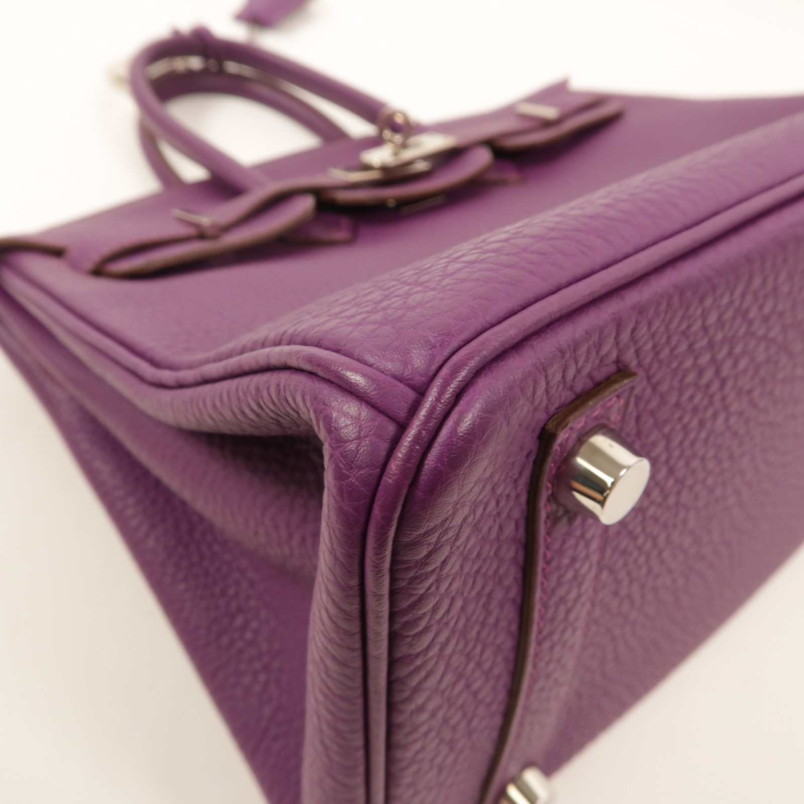 HERMES PHW Birkin 25 Handbag Togo Leather Anemone