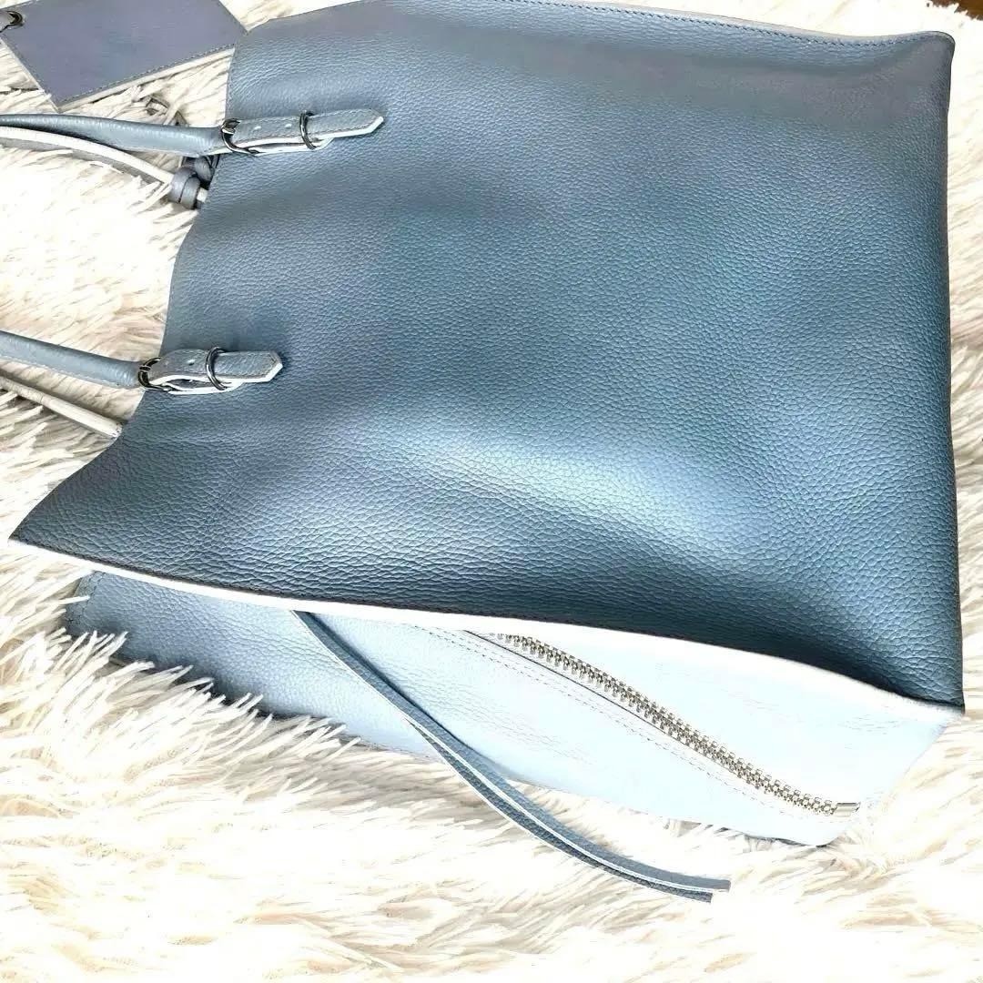 BALENCIAGA Papier A4 Leather Tote Bag Light Blue Shoulder Bag Pre-Owned