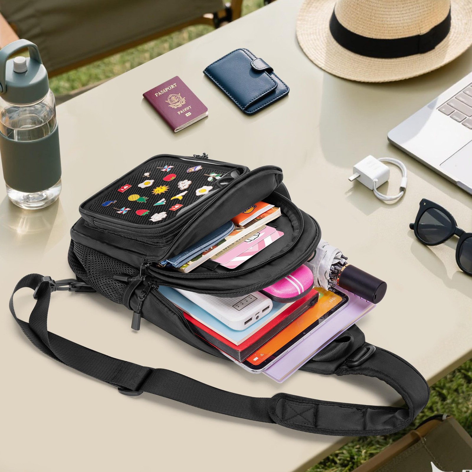Ita Bag Crossbody Sling Bag with Clear Pocket for Trading Pins, Travel Ready