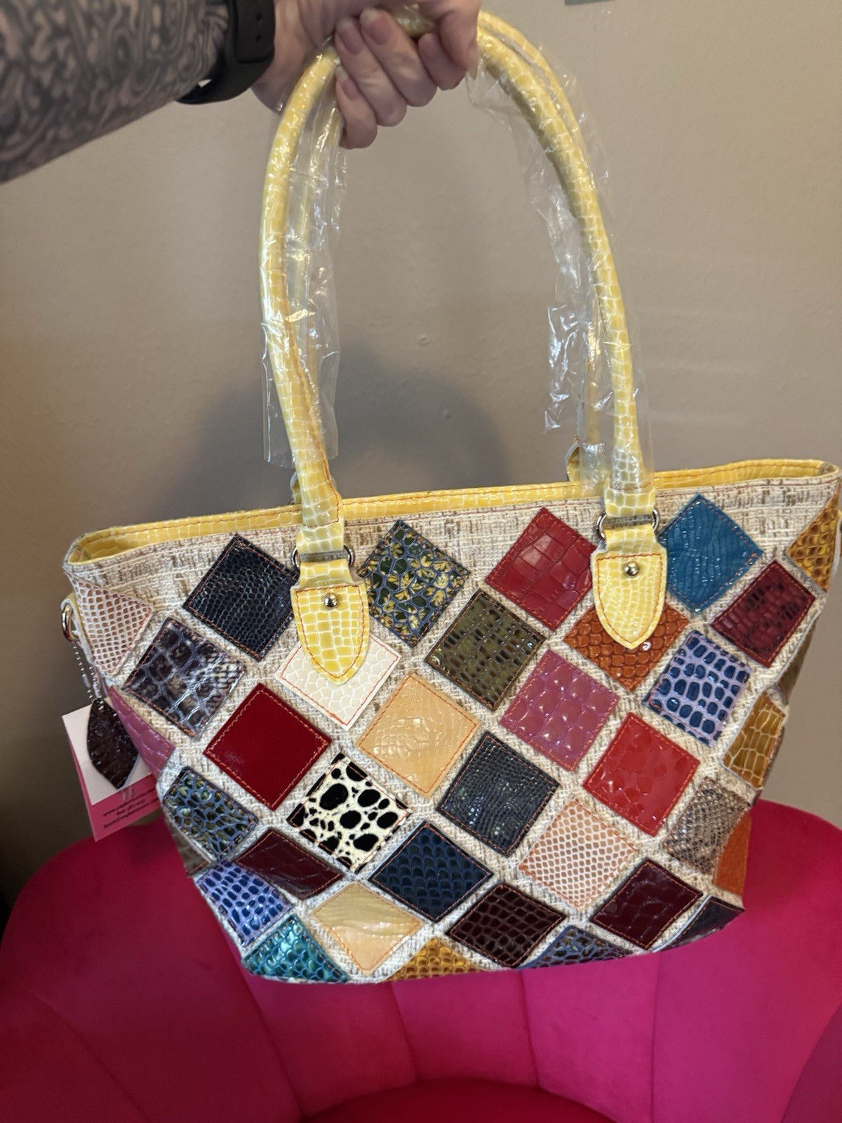 Genuine Leather Satchel Purses Lot Of 3 Patchwork Colorful ~ Total Retail: $910