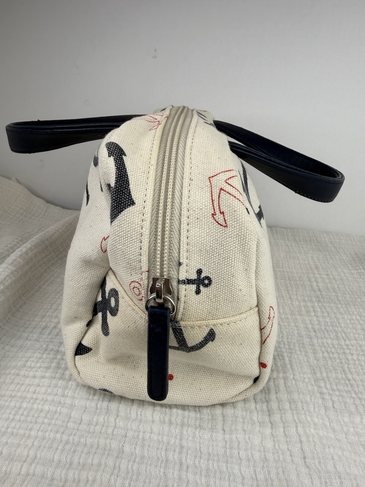 Tommy Hilfiger Nautical Maritime Print Mini Barrel Bag Canvas Duffle Purse