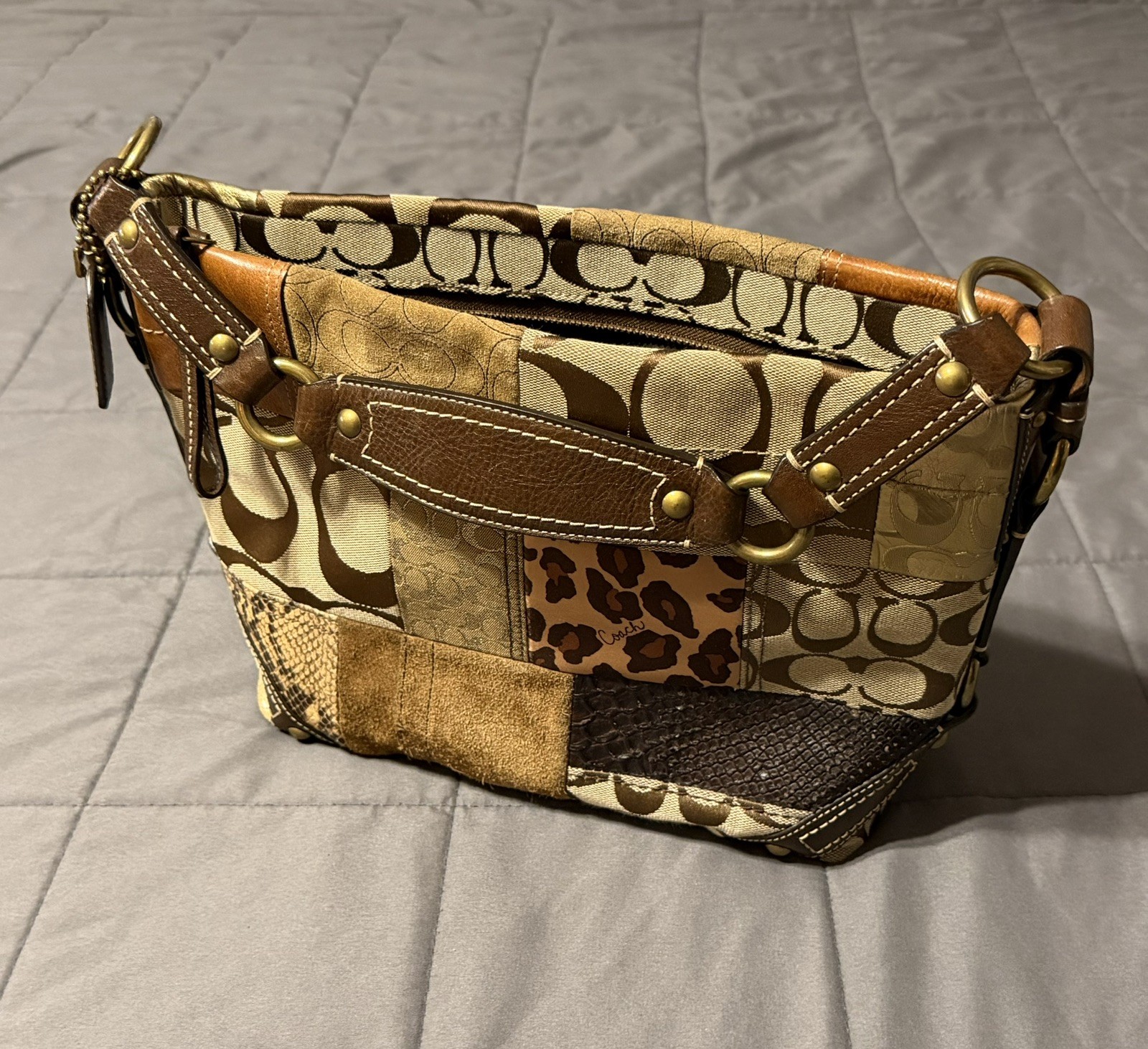 Vintage Y2K Coach Carly Patchwork Hobo Bag 11496 – Mixed Leather Animal Print
