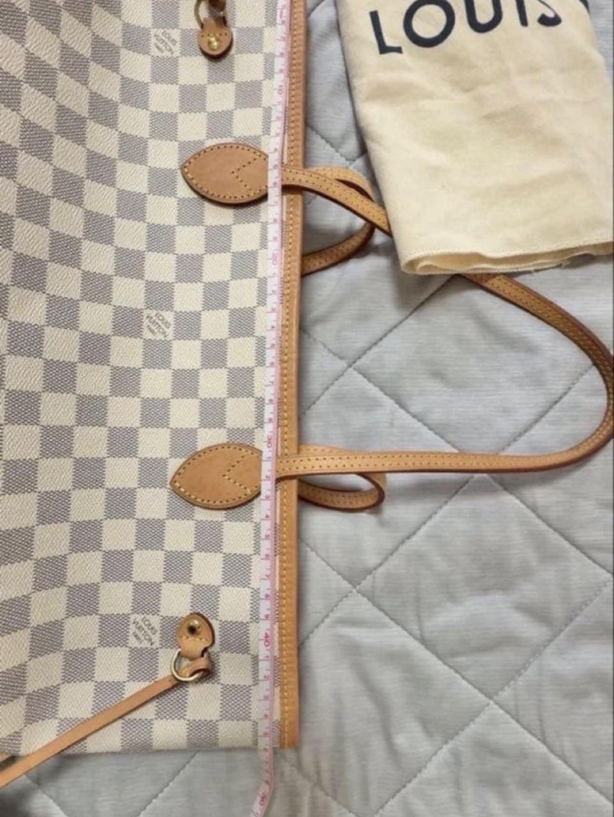 100% Authentic Louis Vuitton Neverfull MM Damier Azur Rose Ballerine