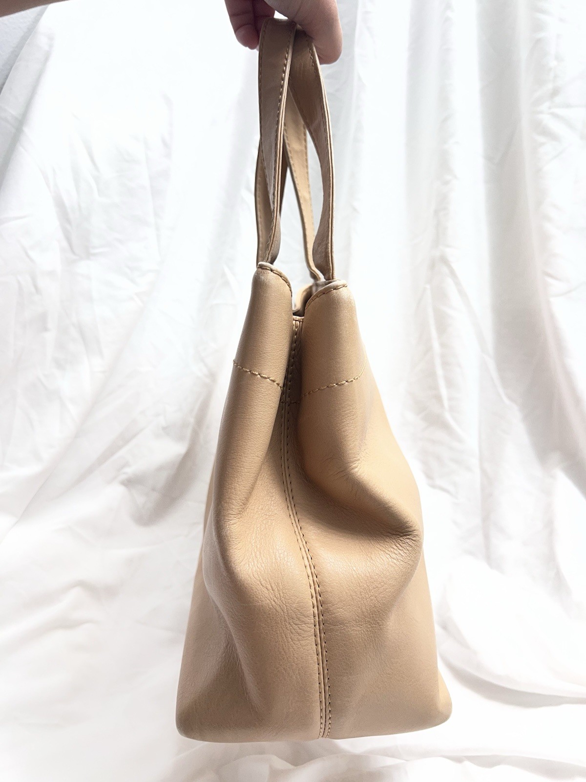 Vintage CHANEL Beige Leather CC Turn Lock Tote Bag 2002-03 Karl Lagerfeld